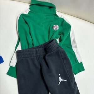 Kids green Ralph Lauren polo turtle neck and Jordan Black Jogger Pants